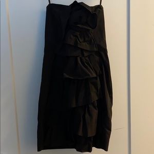 NWT BCBGMaxazria black floral dress strapless 0
